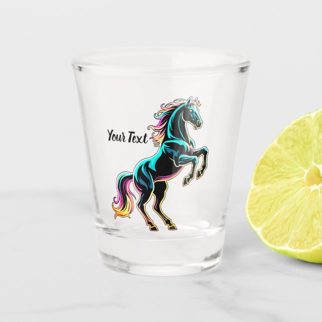 Vaso De Chupito Caballo Luz de Neón Glitch Estilo Retro (Anverso)