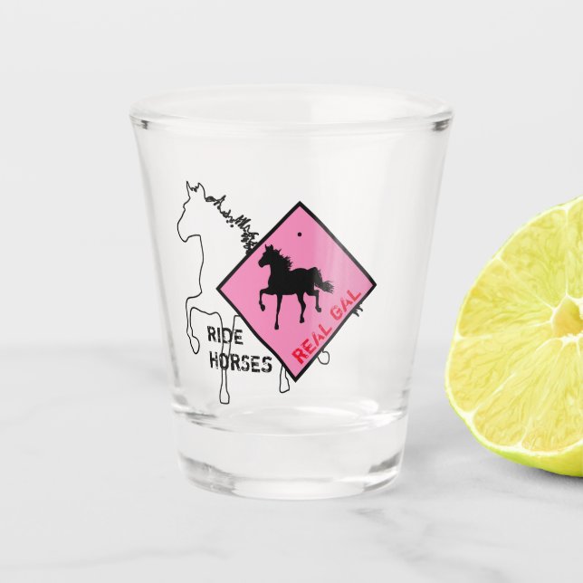 Vaso De Chupito Caballos de montar de chica real y fiesta del caba (Anverso)