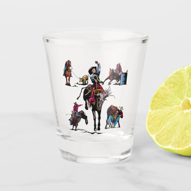 Vaso De Chupito Caballos occidentales de la vaquera del vaquero de (Anverso)