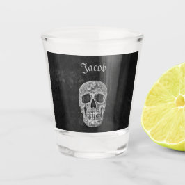 Vaso De Chupito Cabeza De Cráneo Gótica Textura De Grunge Negra Y 
