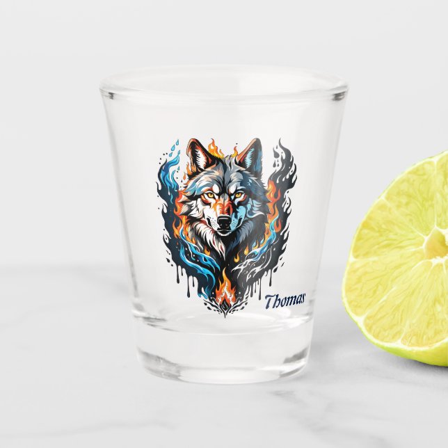 Vaso De Chupito Cabeza de lobo majestuoso (Anverso)