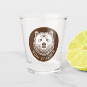 Vaso De Chupito Cabeza De Oso, Silvestre Y Libre, Ilustracion Derr