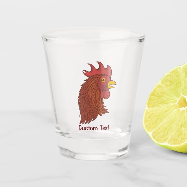 Vaso De Chupito Cabeza de Rooster Rojo (Anverso)