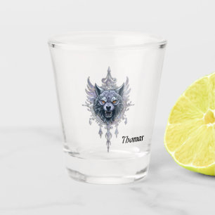 Vaso De Chupito Cabeza mística de lobo.