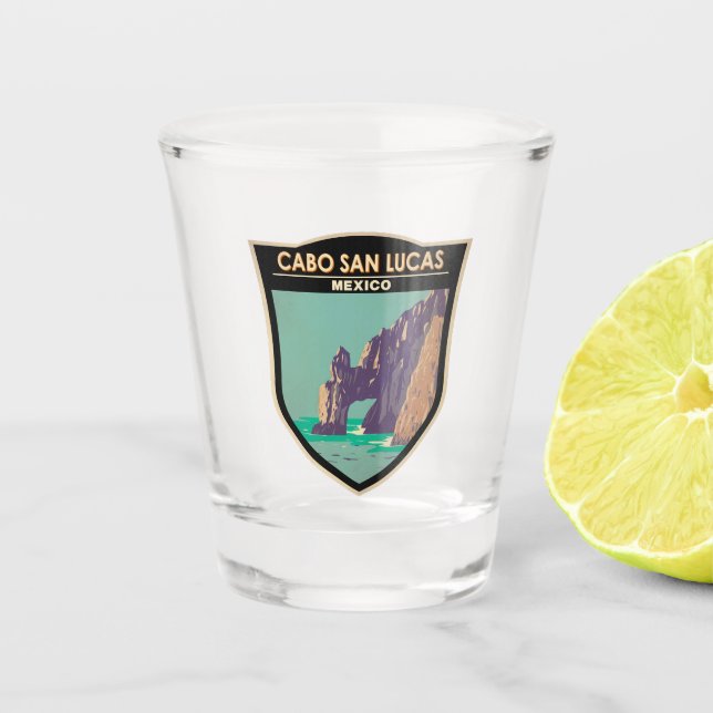 Vaso De Chupito Cabo San Lucas Arco México Círculo alterado retro (Anverso)