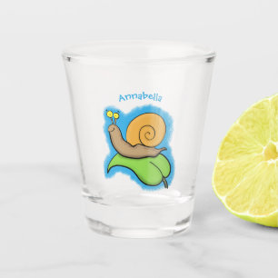 Vaso De Chupito Caca, caracol feliz en un ilustracion personalizad