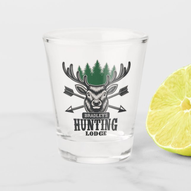 Vaso De Chupito Cacería de alce de ciervo AÑADIR NOMBRE Bow Huntin (Anverso)