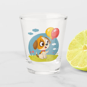 Vaso De Chupito Cachorro de dibujos animados lindo sosteniendo glo