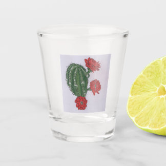 Vaso De Chupito Cactus Con Flores Rojas 2