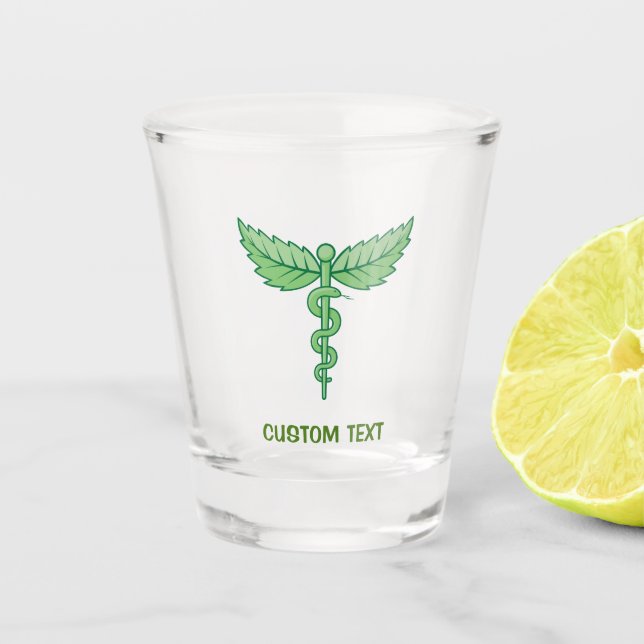 Vaso De Chupito Caduceo con hojas (Anverso)
