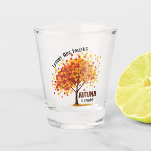 Vaso De Chupito Caen Las Hojas, El Otoño Llama - Cae Acogedora