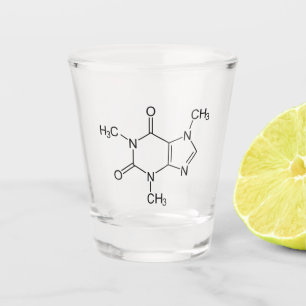 Vaso De Chupito Cafeína Molécula Química Átomos de café