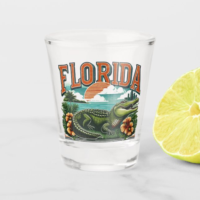 Vaso De Chupito caimán retro Florida (Anverso)