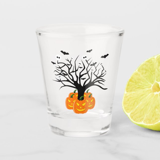 Vaso De Chupito Calabaza de Halloween Jack del Árbol Muerto de los (Anverso)