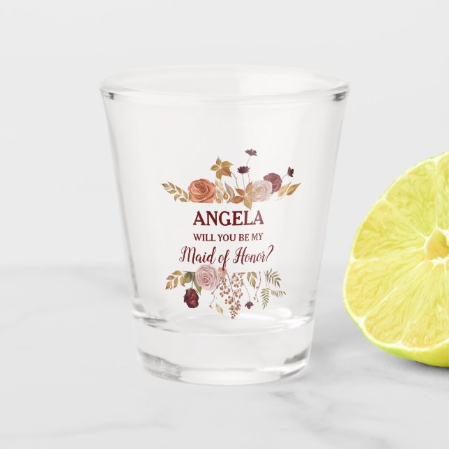 Vaso De Chupito Calabaza Floral de Otoño Rústico  (Anverso)