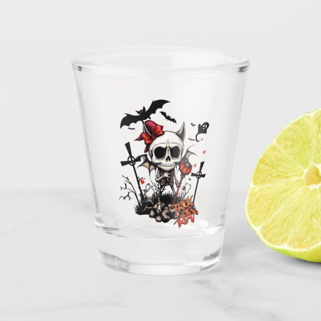 Vaso De Chupito Calabaza Mágica y Diversión Humana. (Anverso)