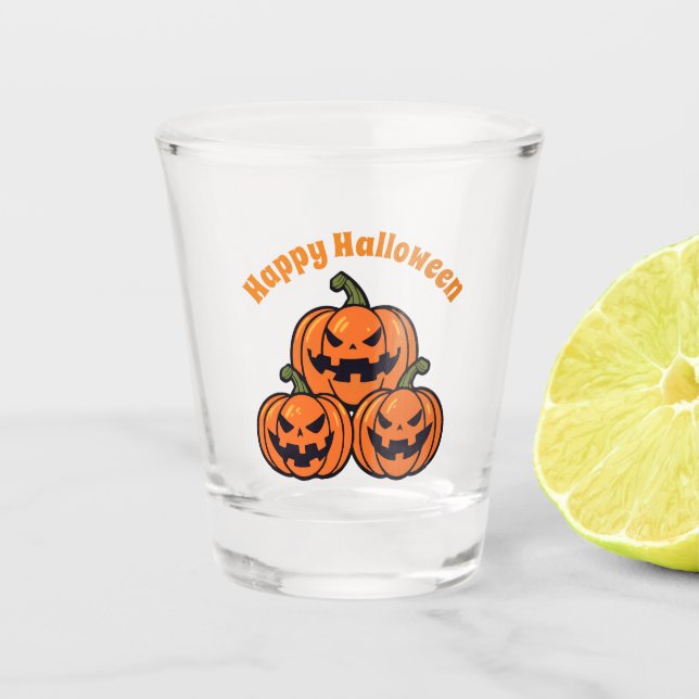 Vaso De Chupito Calabazas de tres jack o'lantern (Anverso)