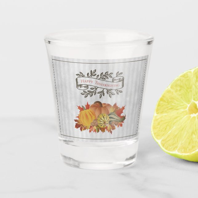 Vaso De Chupito Calabazas grisáceas de Acción de Gracias y cenizas (Anverso)