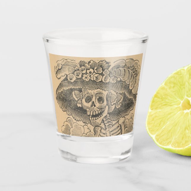 Vaso De Chupito Calavera Catrina (Skeleton elegante) (Cráneo de Pa (Anverso)
