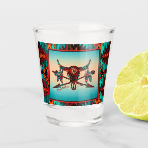 Vaso De Chupito Calavera De Búfalo Y Vidrio De Flechas