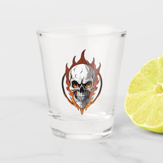 Vaso De Chupito Calavera de fuego (Anverso)