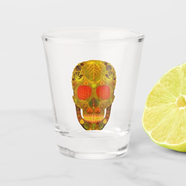 Vaso De Chupito Calavera de Hoja de Aspen 12 (Anverso)