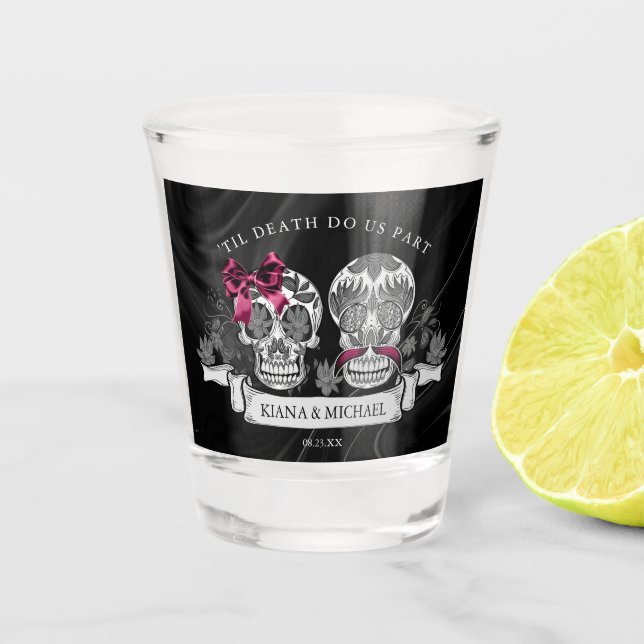 Vaso De Chupito Calavera Halloween gótico Borgoña ID866 (Anverso)