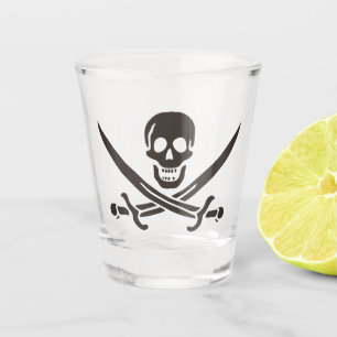 Vaso De Chupito Calavera obsidiana espada Bandera pirata de Calico
