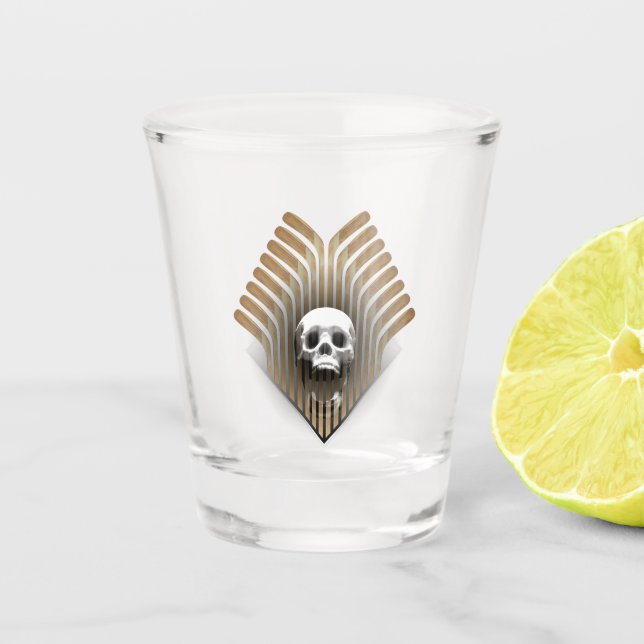 Vaso De Chupito Calavera y palillos de hockey (Anverso)