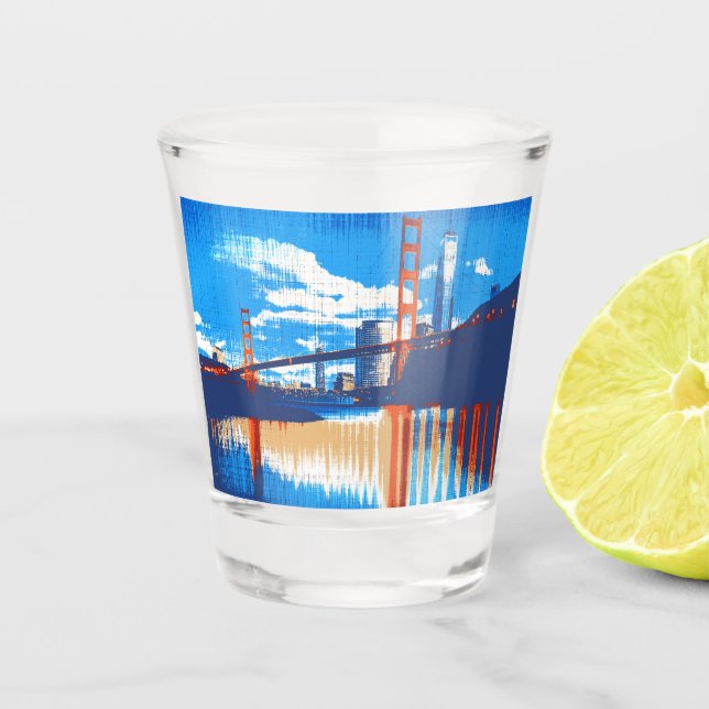 Vaso De Chupito Cali, Golden Gate Bridge San Francisco Bay SQ SS (Anverso)