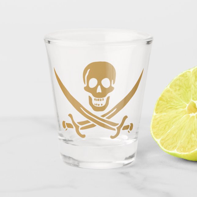 Vaso De Chupito Calico Jack, Pirata Azteca de Oro y Pirata de Cutl (Anverso)
