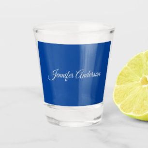Vaso De Chupito Caligrafía de moda Elegante Azul Profundo Personal
