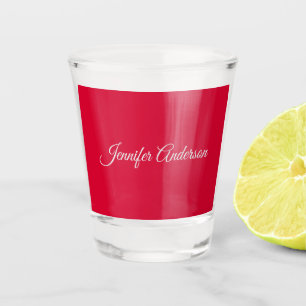 Vaso De Chupito Caligrafía de moda Elegante Rojo cereza personaliz
