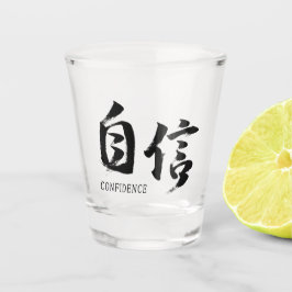 Vaso De Chupito Caligrafía Japonesa Kanji Jishin/Confianza
