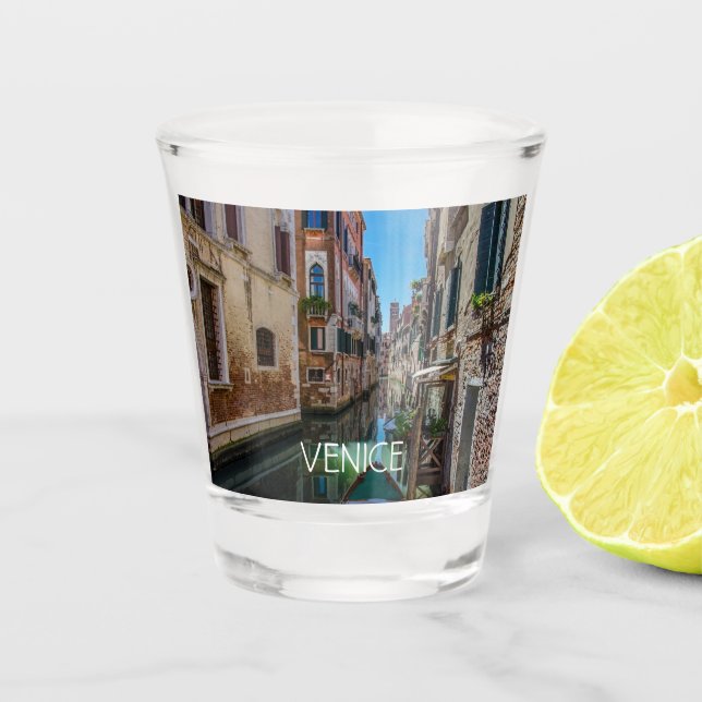 Vaso De Chupito Calle estrecha con canal en Venecia (Anverso)
