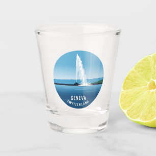 Vaso De Chupito Calle Ginebra Suiza Viaje Jet d'eau Sunset