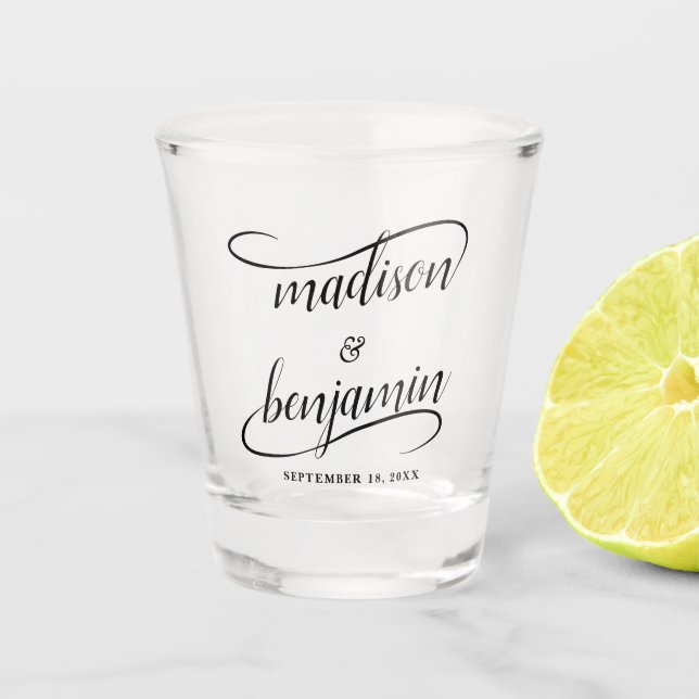 Vaso De Chupito Calligrafía de intercambio manuscrita de novia y d (Anverso)