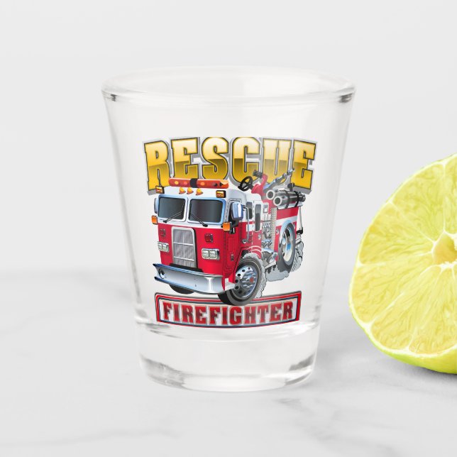 Vaso De Chupito camión de bomberos personalizados (Anverso)