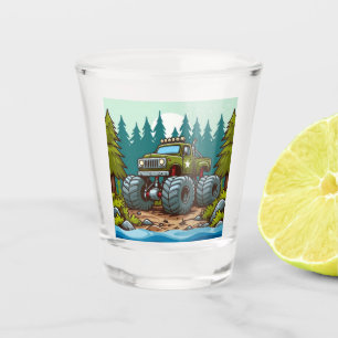 Vaso De Chupito Camión verde monstruo en el bosque