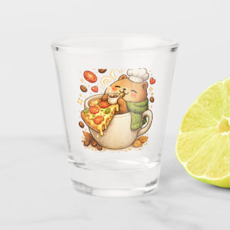 Vaso De Chupito Camiseta de oso de pizza linda | Dibujo animado de