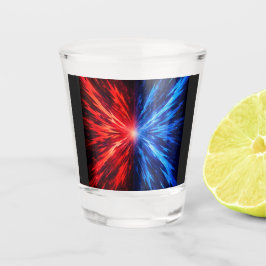 Vaso De Chupito camiseta roja azul, camiseta de explosión abstract