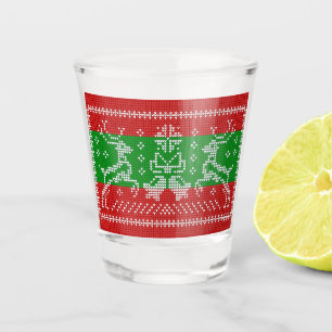 Vaso De Chupito Campanas de jingle de suéter feo Navidad renos cro