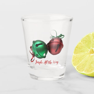 Vaso De Chupito Campanas de jingle rojas y verdes