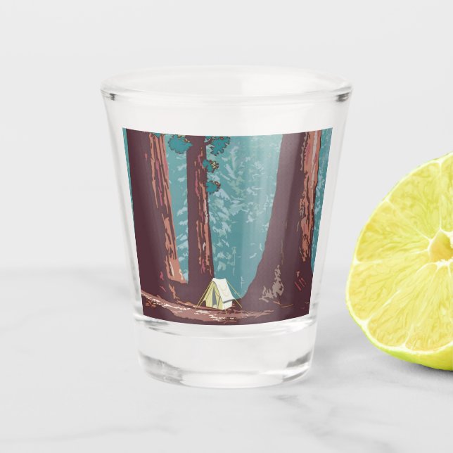 Vaso De Chupito Camping con tienda en el Parque Nacional Sequoia   (Anverso)