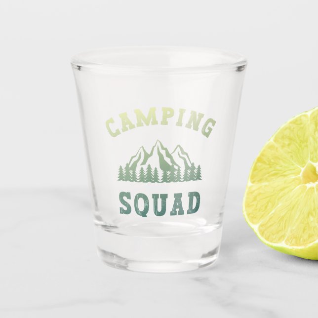 Vaso De Chupito Camping Squad Camping Montañas al aire libre (Anverso)