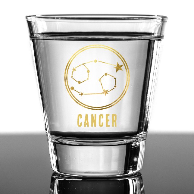 Vaso De Chupito Cáncer Rótulo Zodiaco Astrología Horoscopio Oro (gold cancer zodiac sign shot glass)