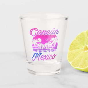 Vaso De Chupito Cancun México Palm Trees Vintage Travel Souvenirs