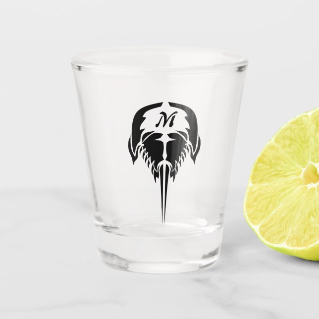 Vaso De Chupito Cangrejo herradura al estilo de tatuaje tribal (Anverso)