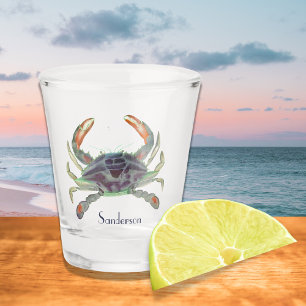 Vaso De Chupito Cangrejo Náutico Azul y Verde