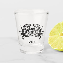 Vaso De Chupito Cangrejo tribal blanco y negro